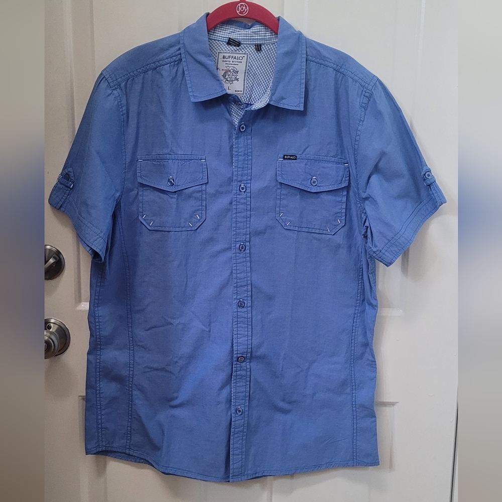 Buffalo David Bitton Premium Button Dowm Shirts Short Sleeves Button Down-Large